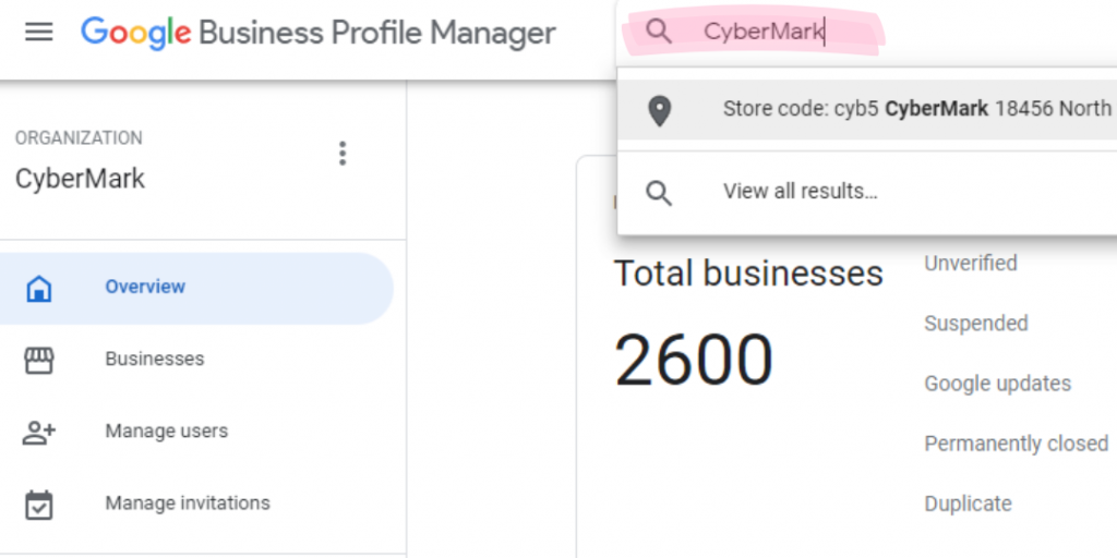 Accessing Business Profile Through Manager