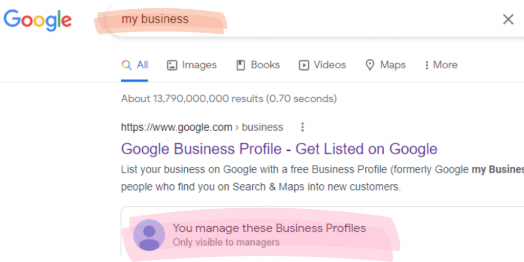 Accessing Business Profile Through Google Search