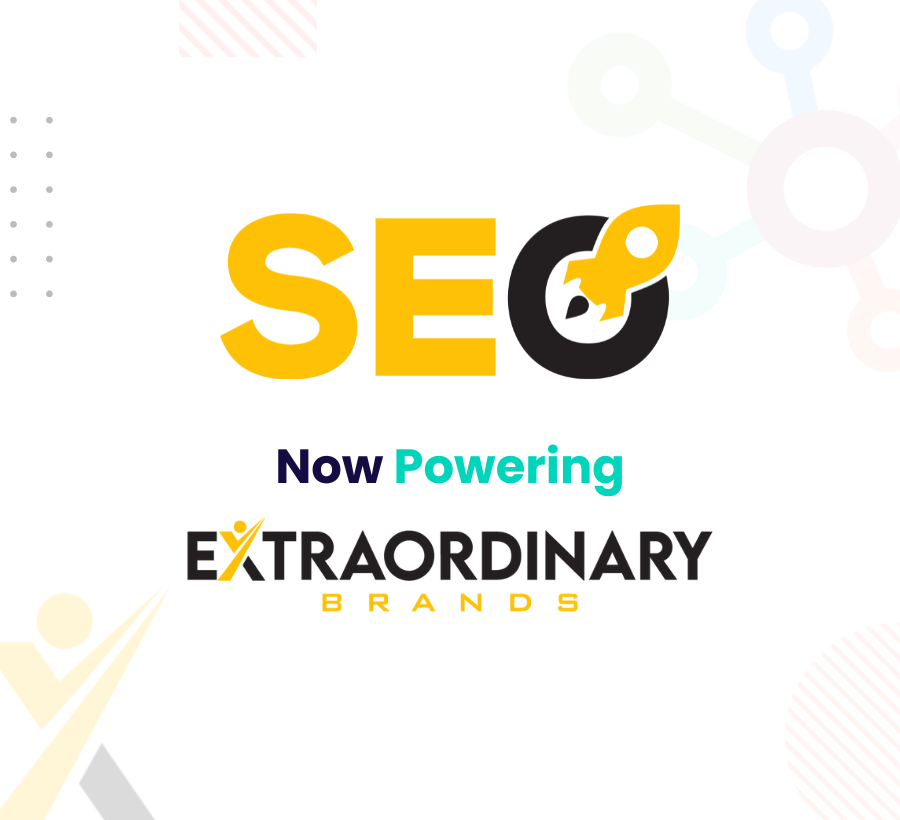 Graphic showing partnership with Extraordinary Brands for SEO