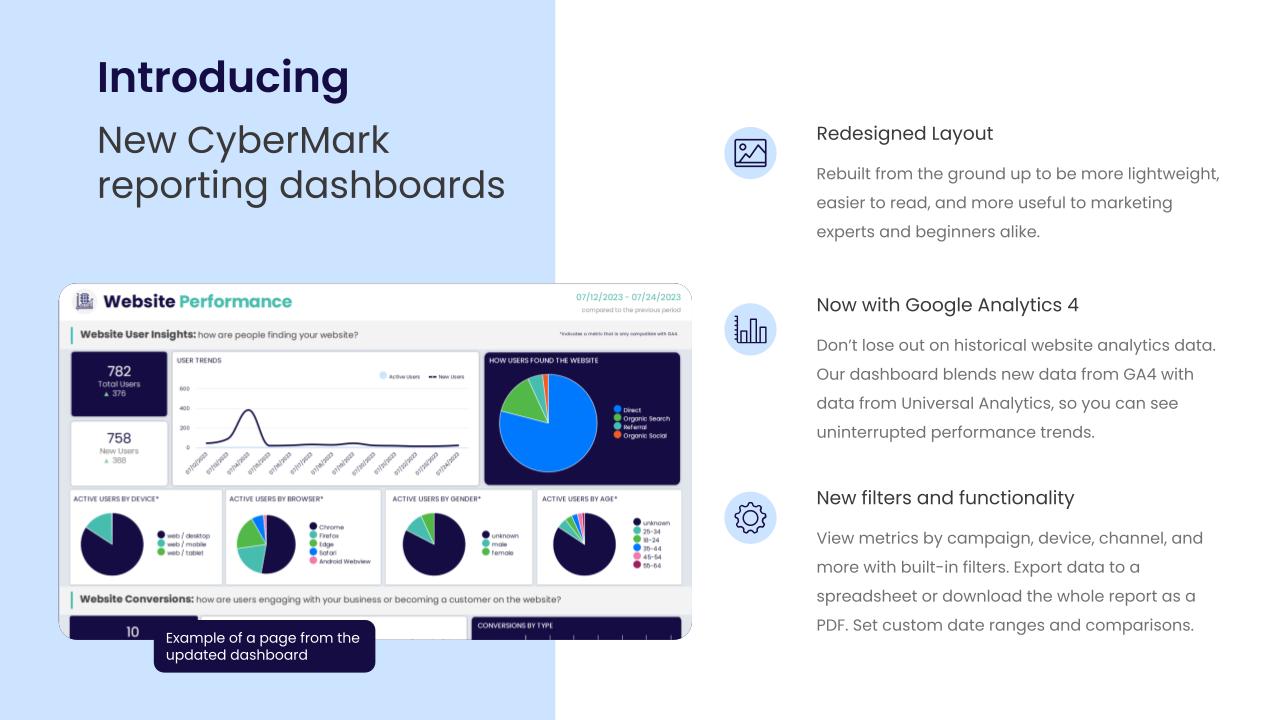 Infographic of CyberMark new reporting dashboard