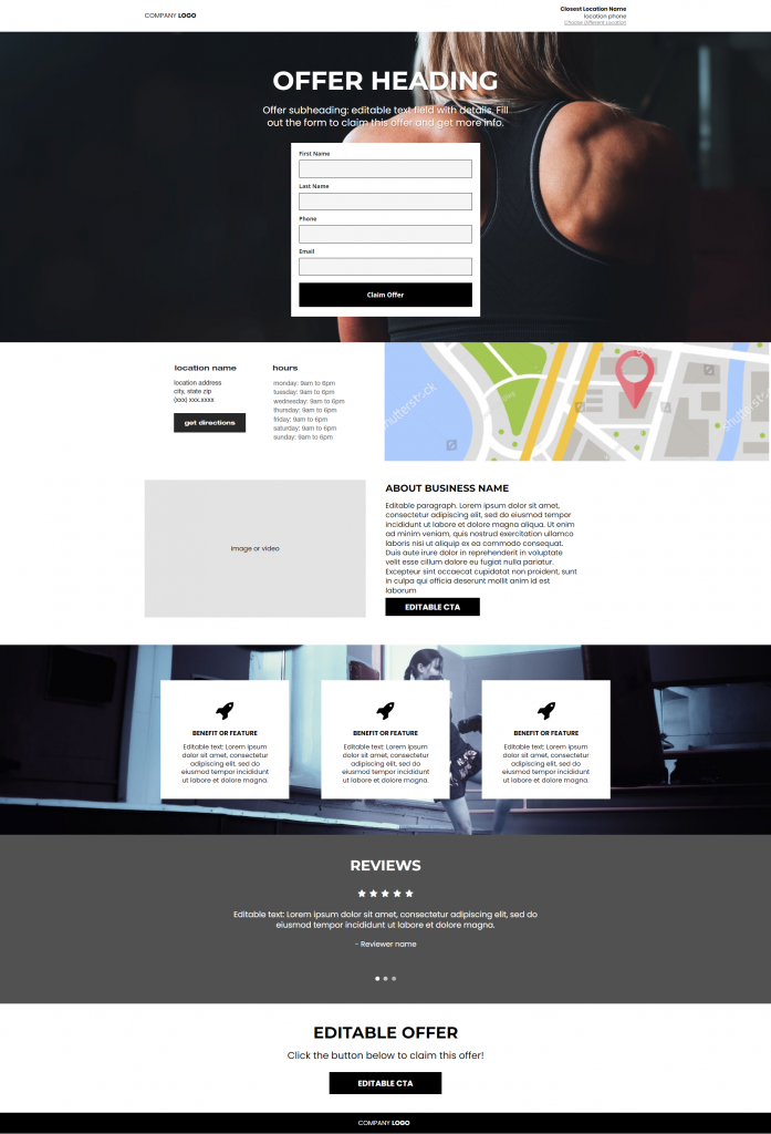 example of a landing page