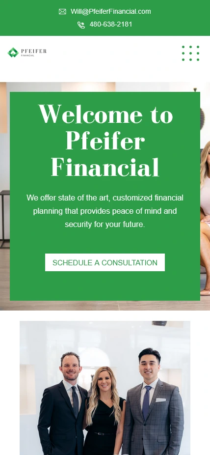 Pfeifer Financial Home Page Mobile